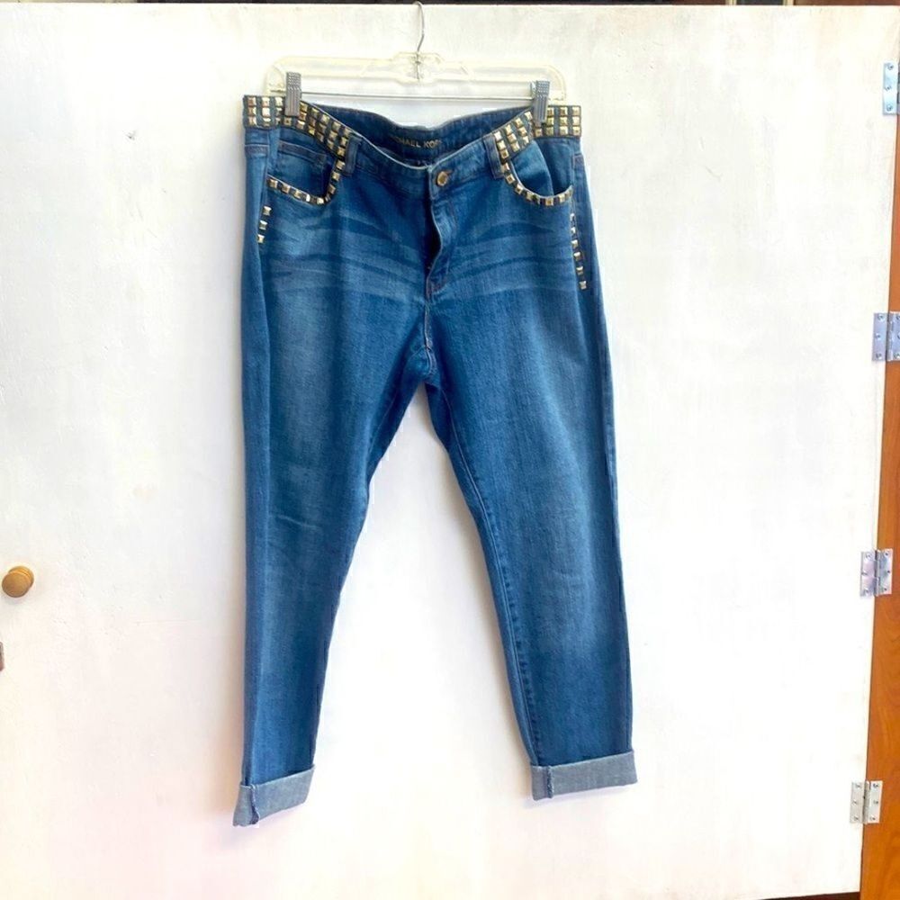 (1071) MICHAEL Kors gold stud denim 12